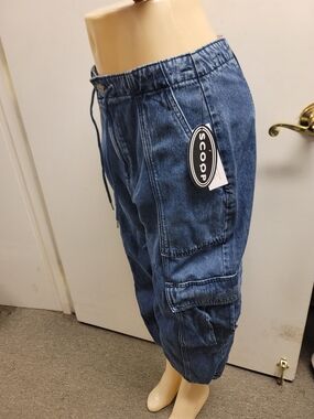 Scoop Denim Cargo Jogger Pants - Blue